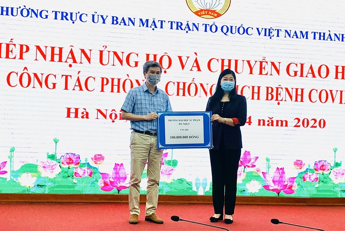 Trường ĐHSP Hà Nội 2 ủng hộ công tác phòng, chống Covid-19 Thành phố Hà Nội