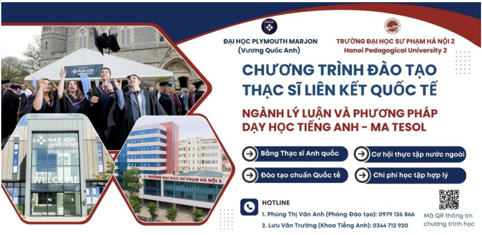 Thông báo tuyển sinh năm 2025 Chương trình liên kết quốc tế đào tạo trình độ Thạc sĩ chuyên ngành Lý luận và Phương pháp dạy học môn Tiếng Anh (MA TESOL)